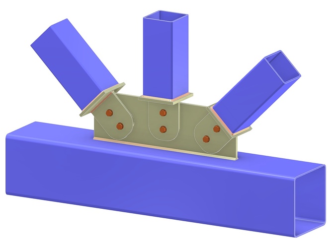 Chord Connection via Gusset Plate, Tongue Plate, and Cap Plate
