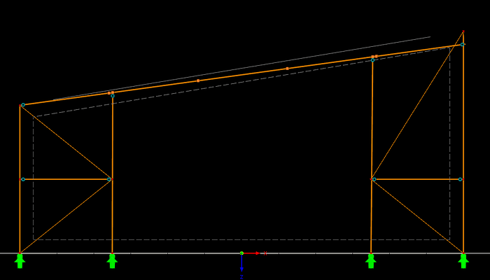 Systembild Pultdach mit linear veränderlicher Querschnittsverteilung des Hauptträgers